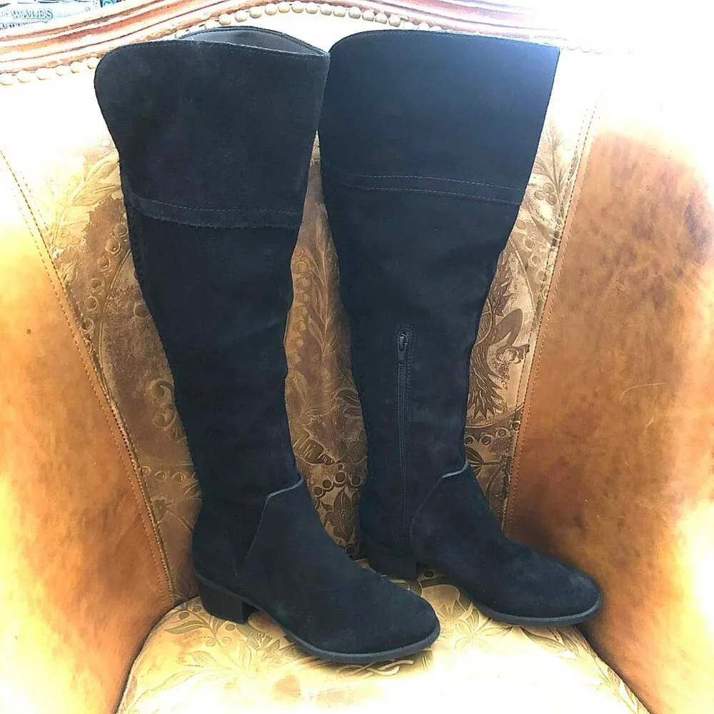 VINCE CAMUTO Bendra Tall Boot Over the Knee Black Suede 6 MSRP $238 NWOB